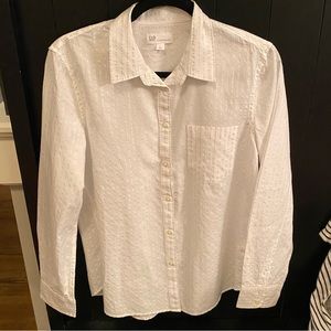 Women’s Gap silver sparkly button down long sleeve shirt- Large